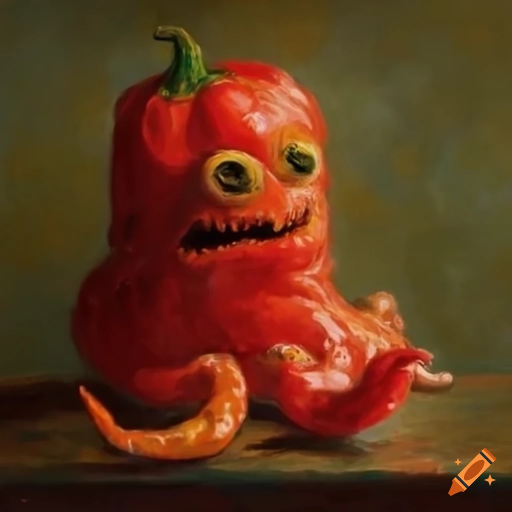 Close-up portrait of the rotten tomato fruit monster in micro ...
