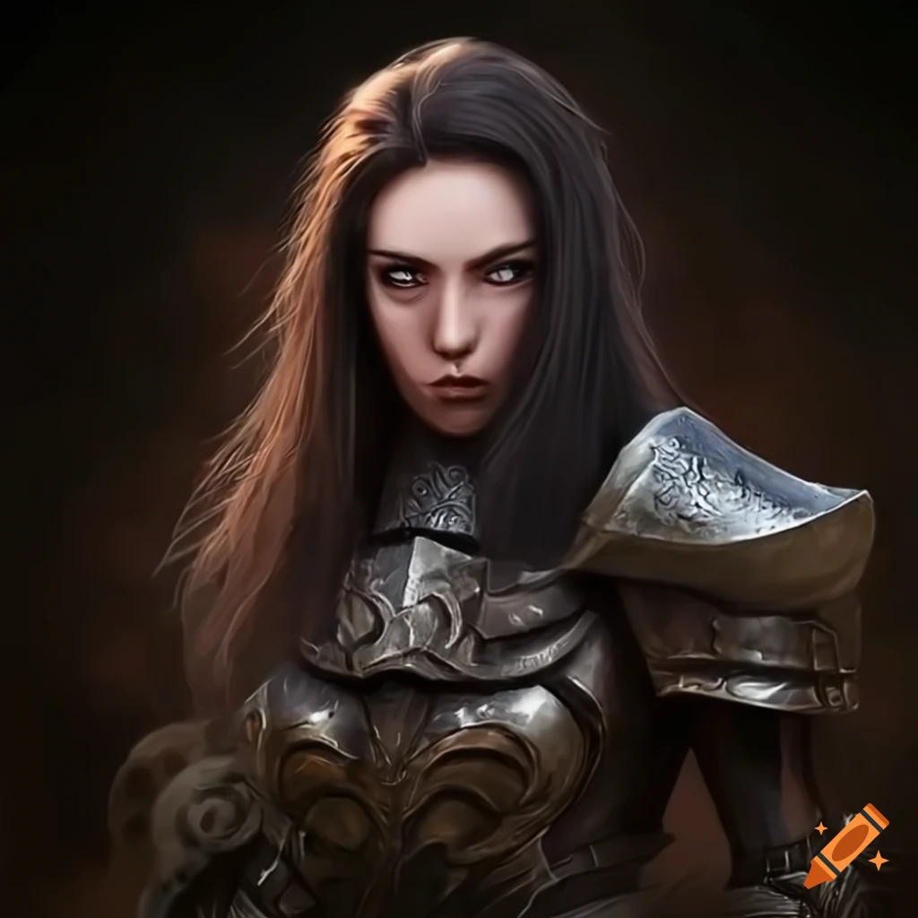 Image of a fierce female warrior in armor