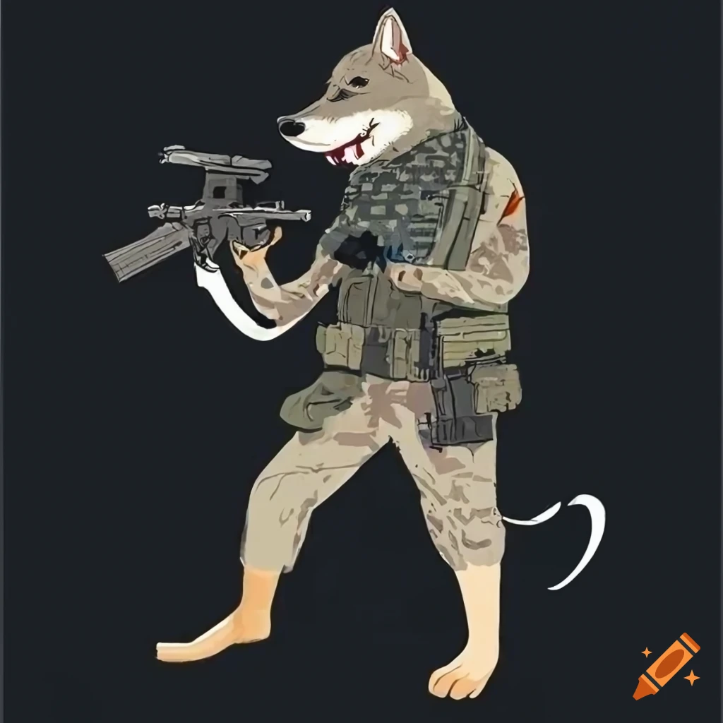 pop art poster featuring a wolf in a fighter uniform