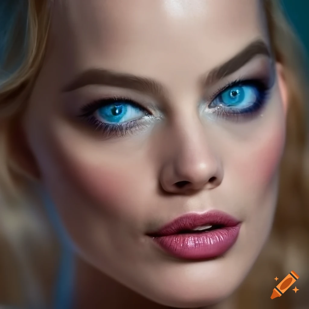 close-up portrait of Margot Robbie
