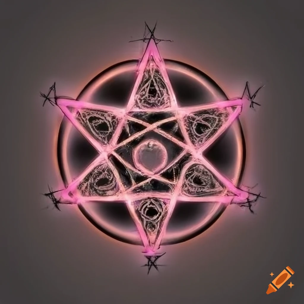 Glowing pentagram symbol on Craiyon