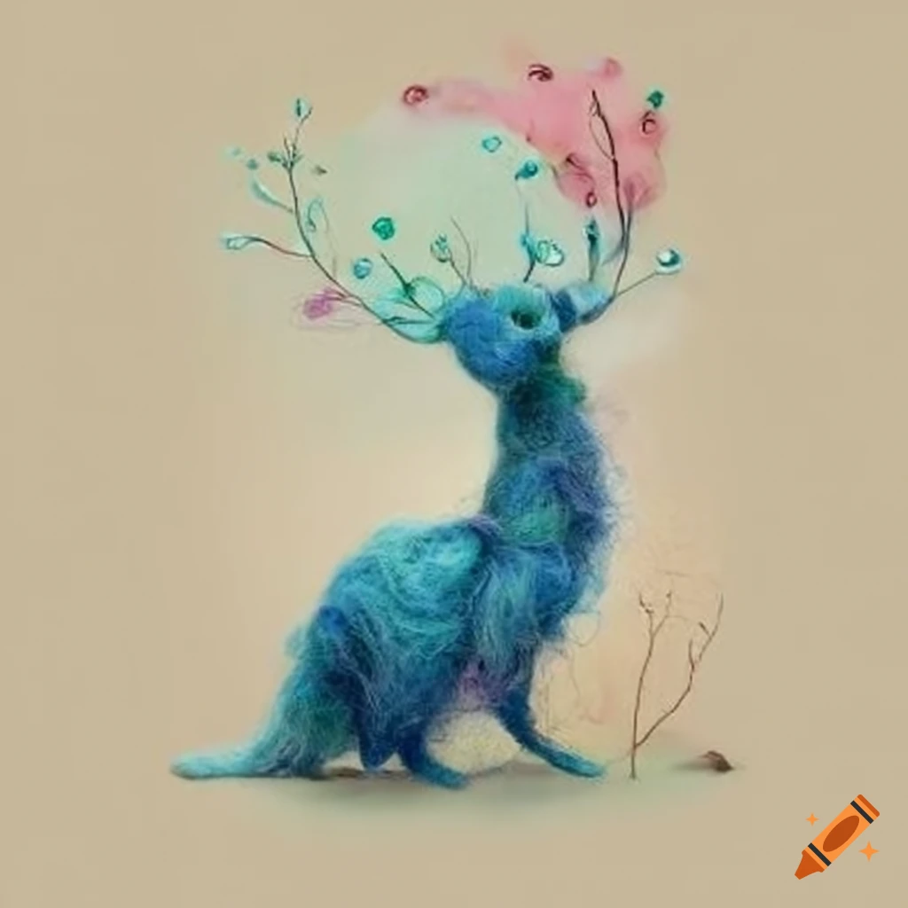 Artistic wool creatures made of felted wool on Craiyon