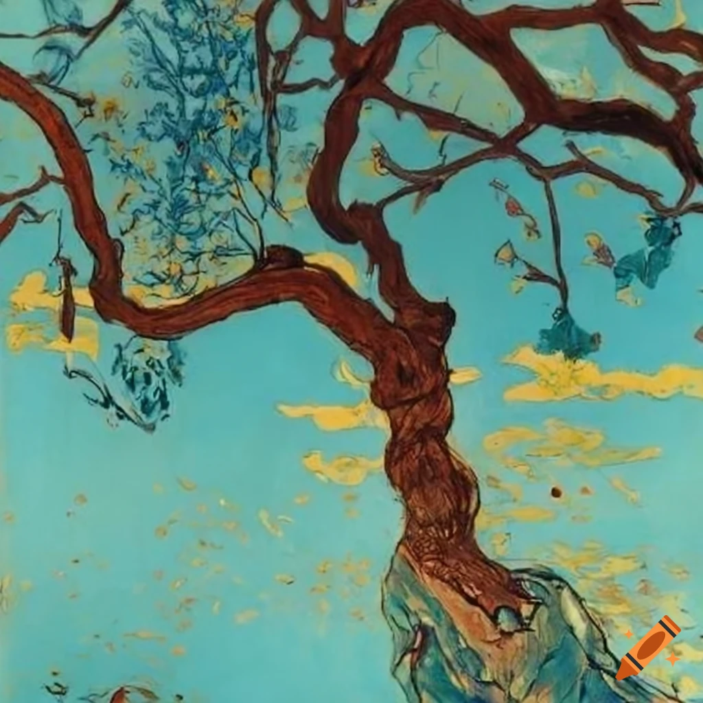 Blooming dogwood tree in the style of van gogh on craiyon