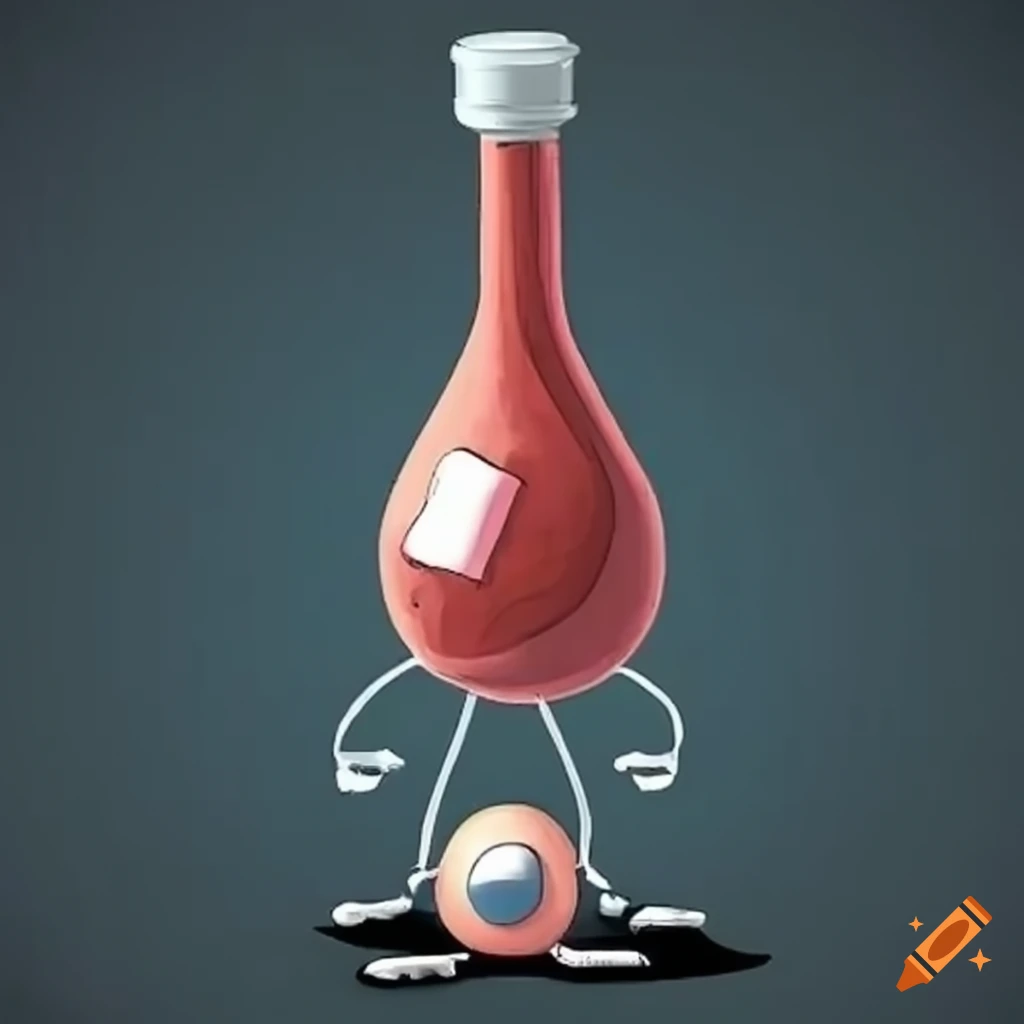 funny stickman trying to carry a large flask