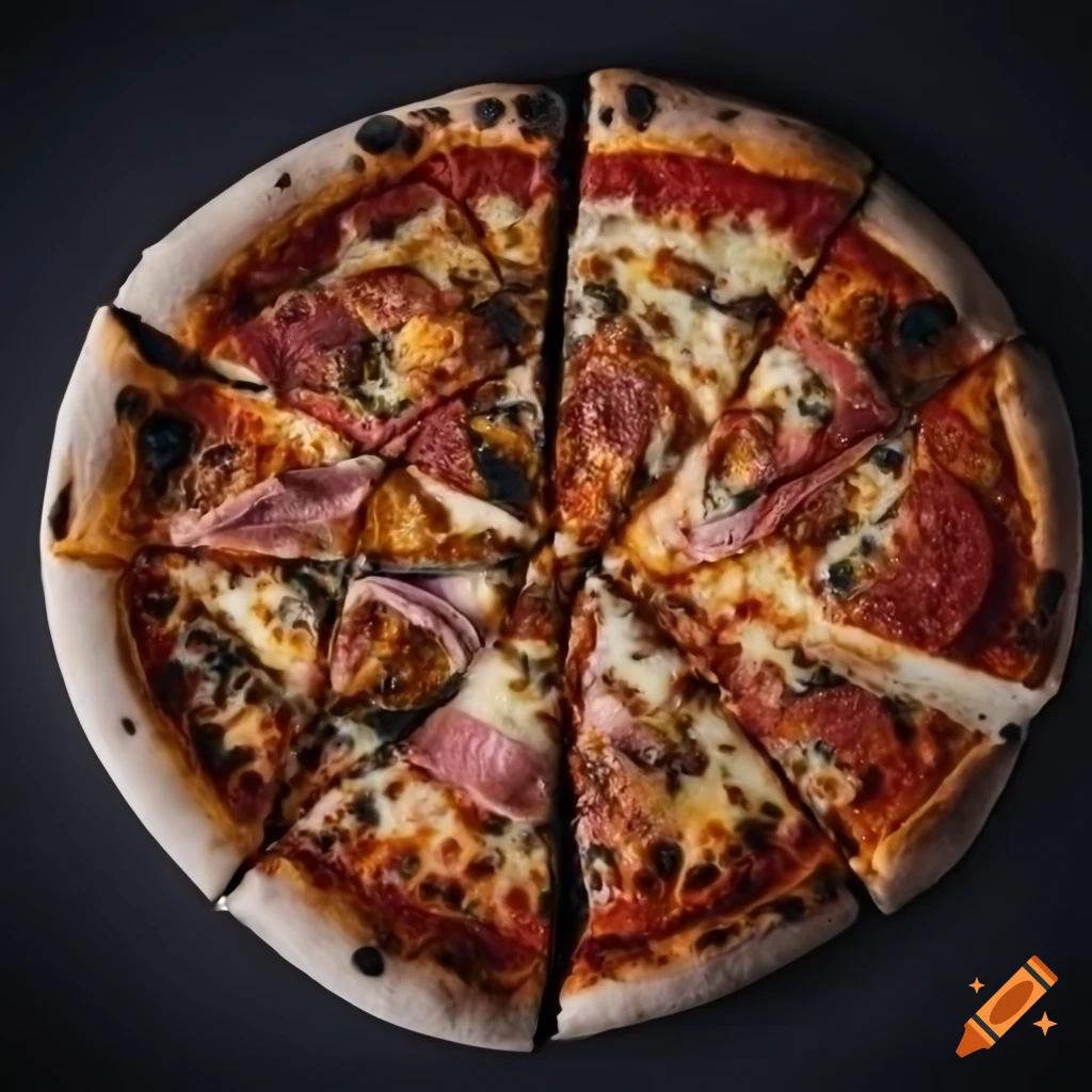 Top view of a delicious pizza on Craiyon