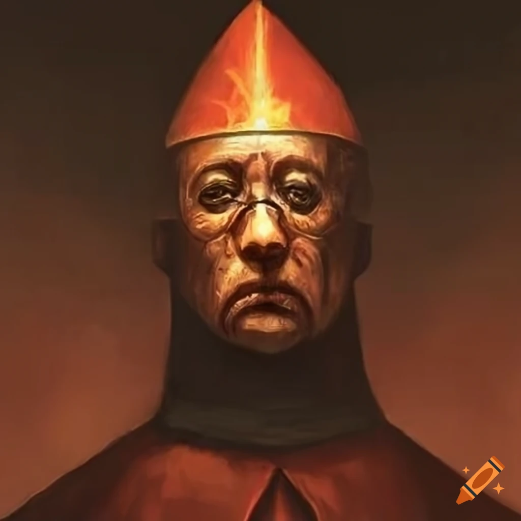 Concept art of a medieval cardinal in beksinski style