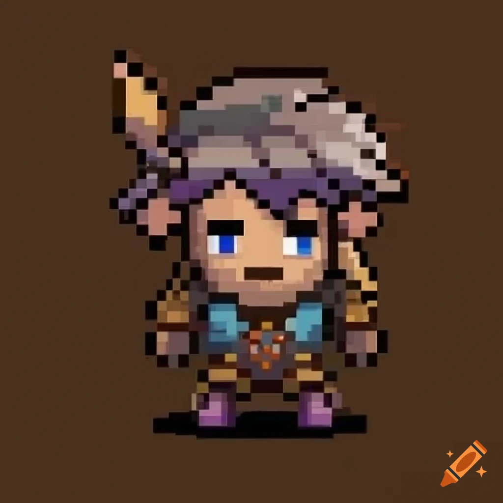 Pixel art sprite of a goat character on craiyon