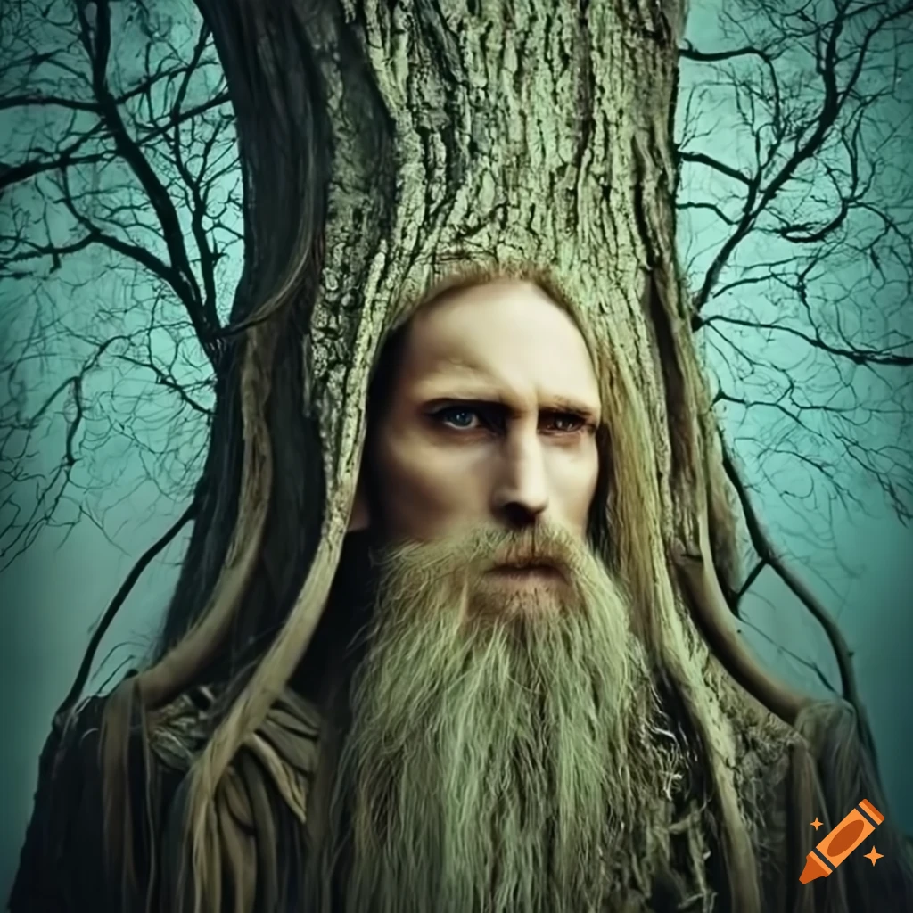 portrait of a bearded male tree spirit