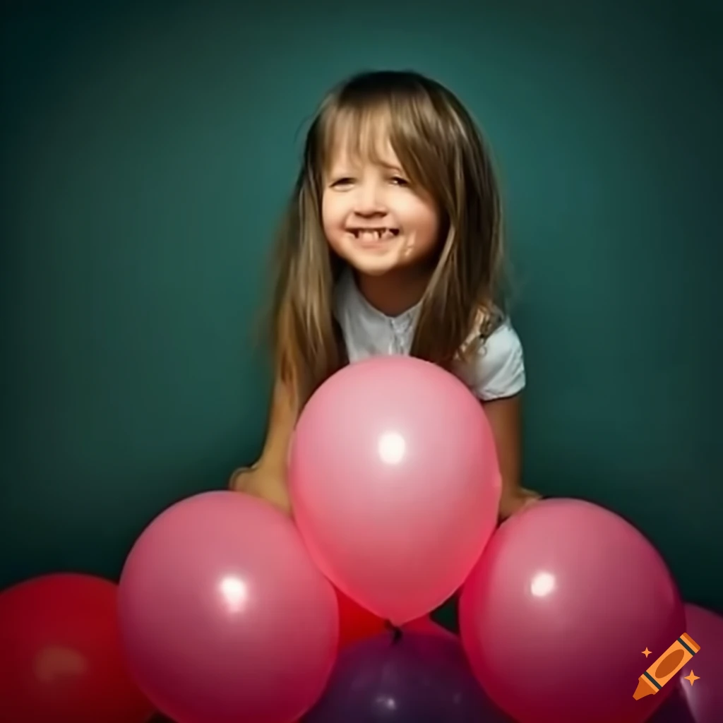 cute girl sitting on a balloon