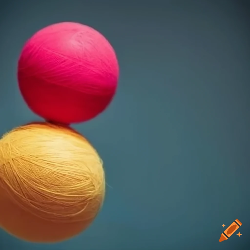 artistic representation of hanging table tennis ball and plasticine ball