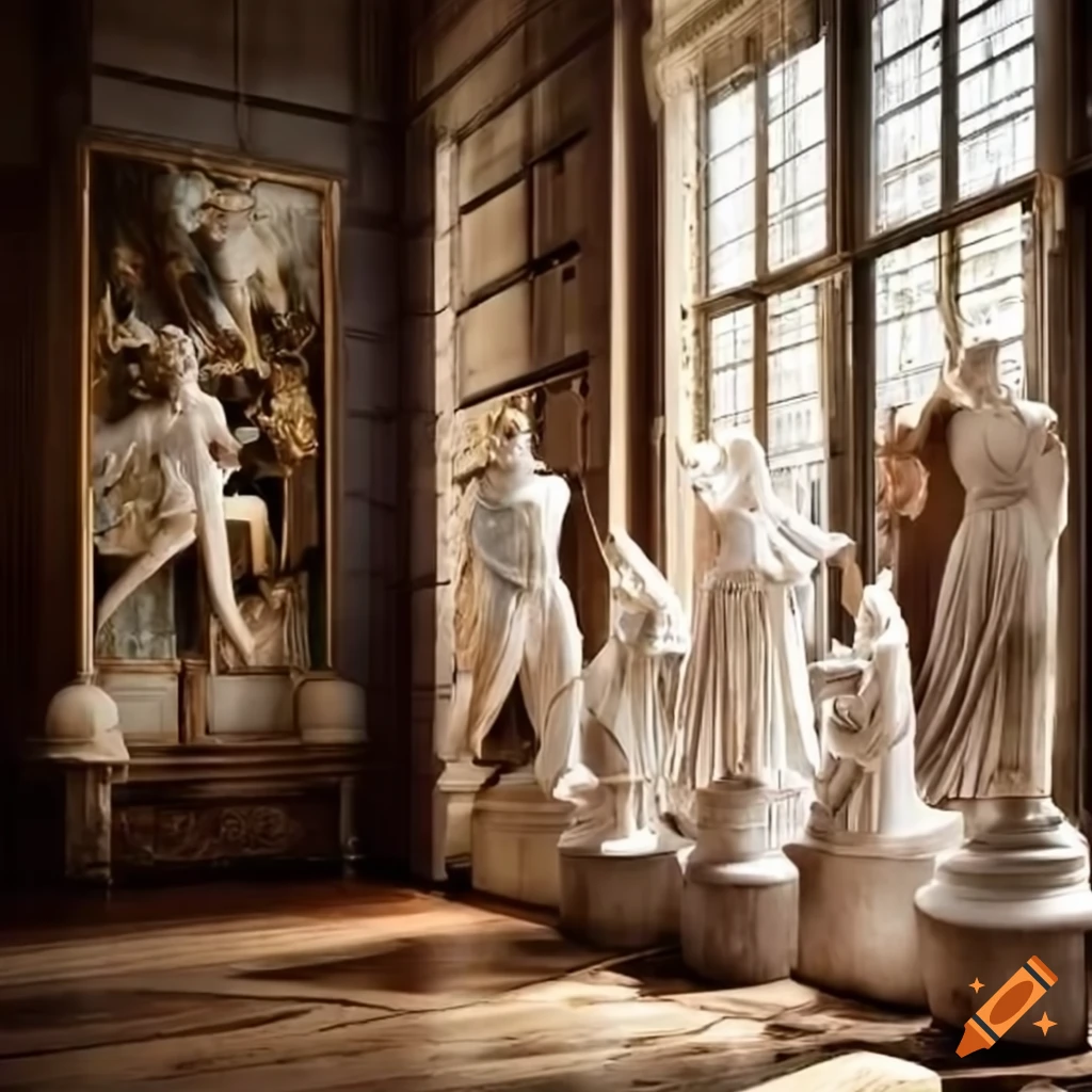Marble statues in a victorian art studio on Craiyon