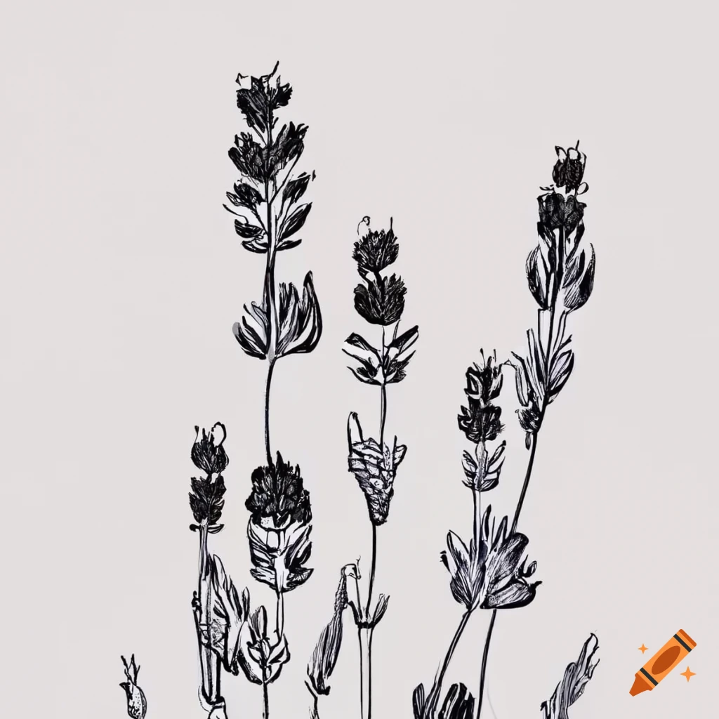 minimalist sketch of a lavender plant