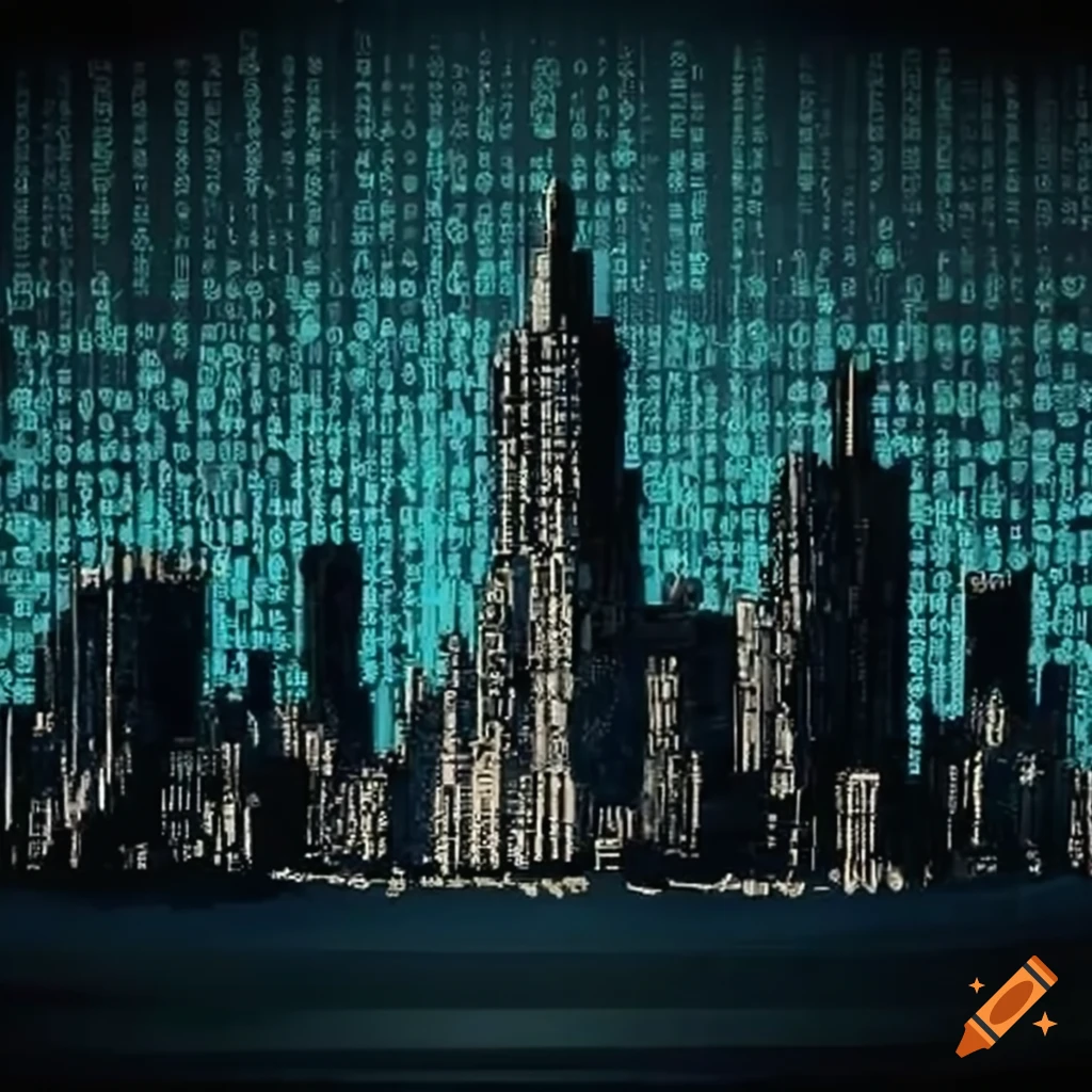 Binary code representation of the city of chicago on Craiyon