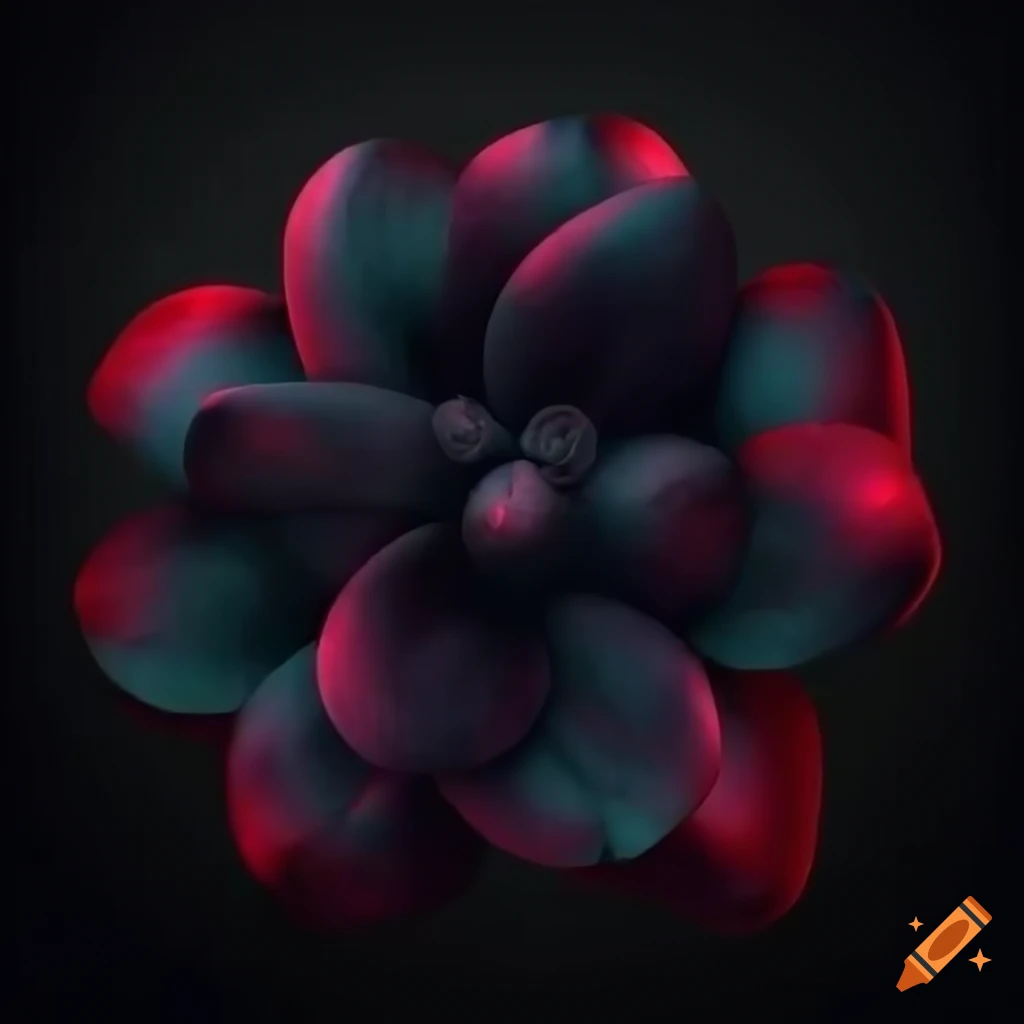 vibrant digital artwork of a black flower made of cracked stone
