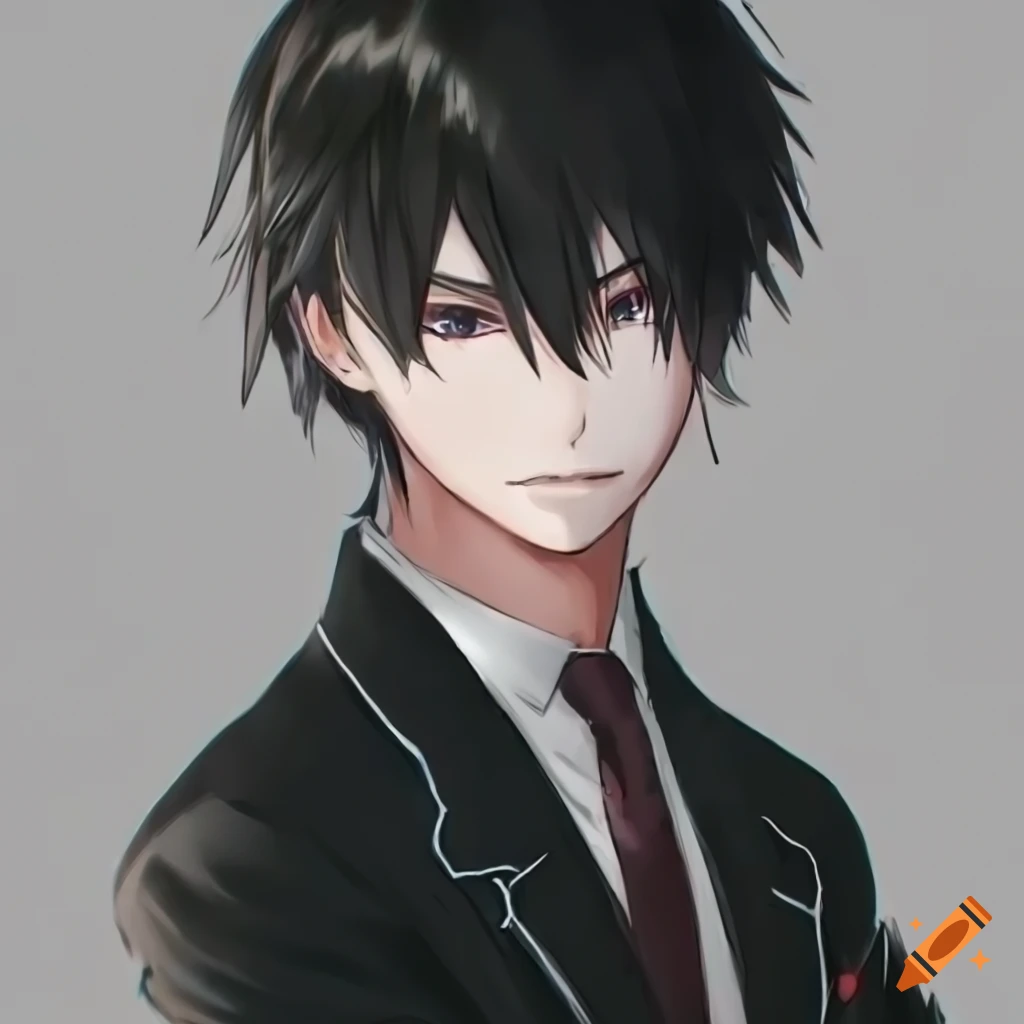 anime man in black academy uniform