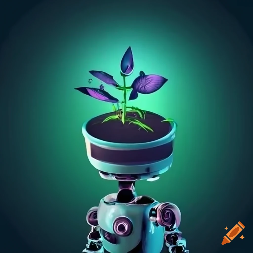 image of a robot with a plant