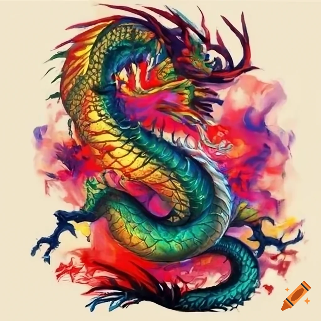 Japanese Dragon Illustration For T shirt On Craiyon
