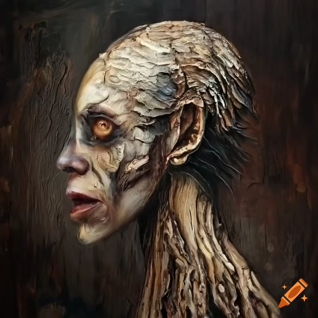 profile portrait painting of an unusual creature