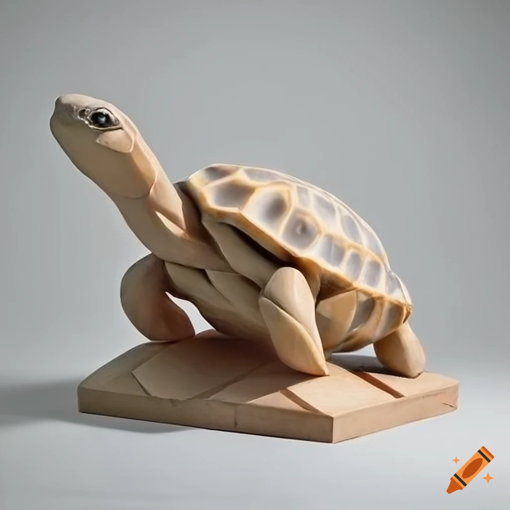 Geometric marble sculpture of a colorful hermann's tortoise on Craiyon
