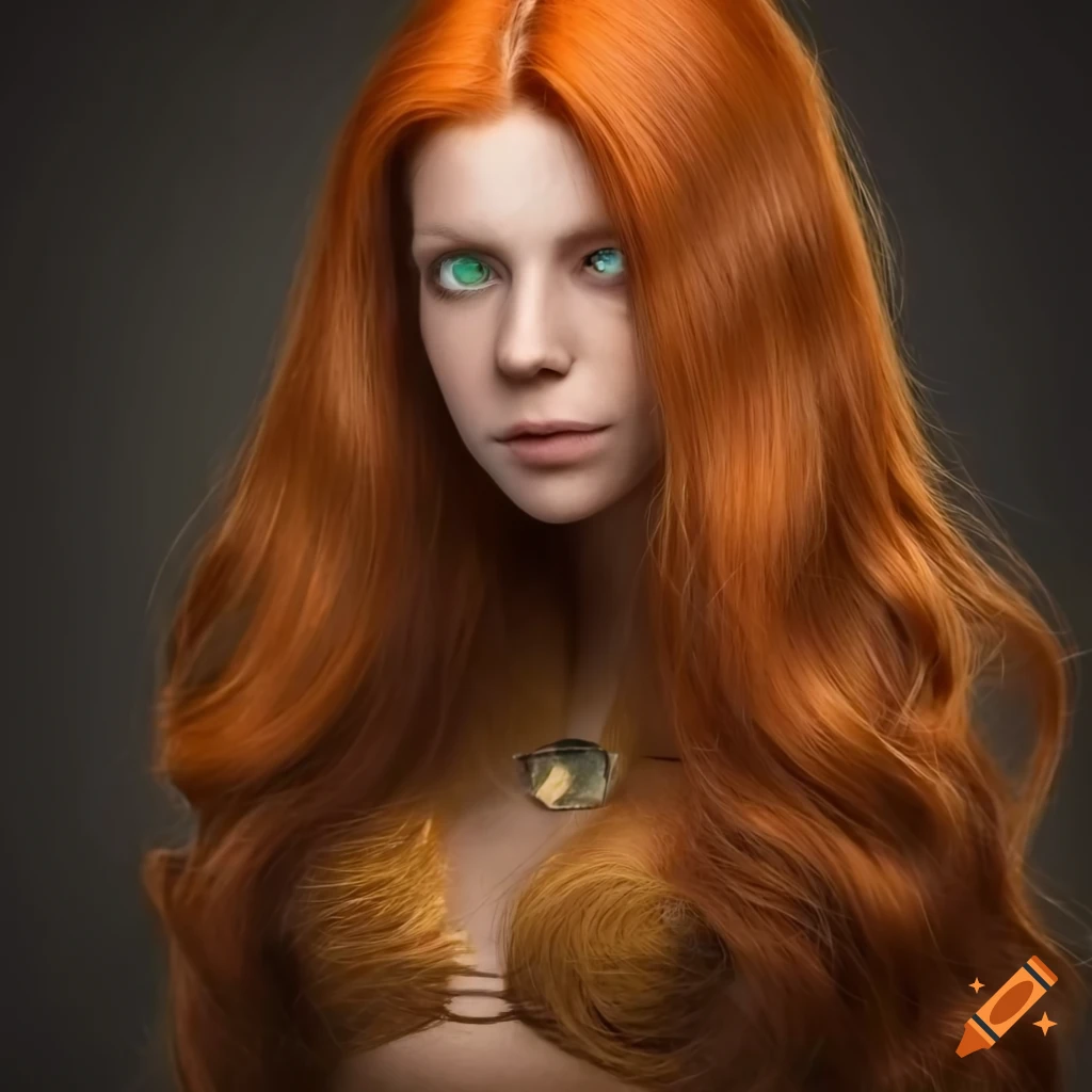 Stunning portrait of a female dwarf with captivating auburn red hair on ...