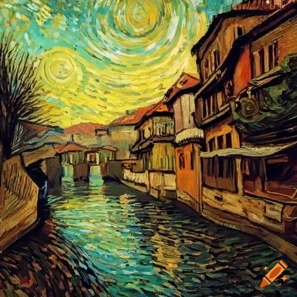 Sarajevo depicted in Van Gogh style