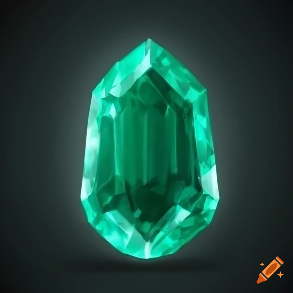 retro style emerald stone with glowing effect
