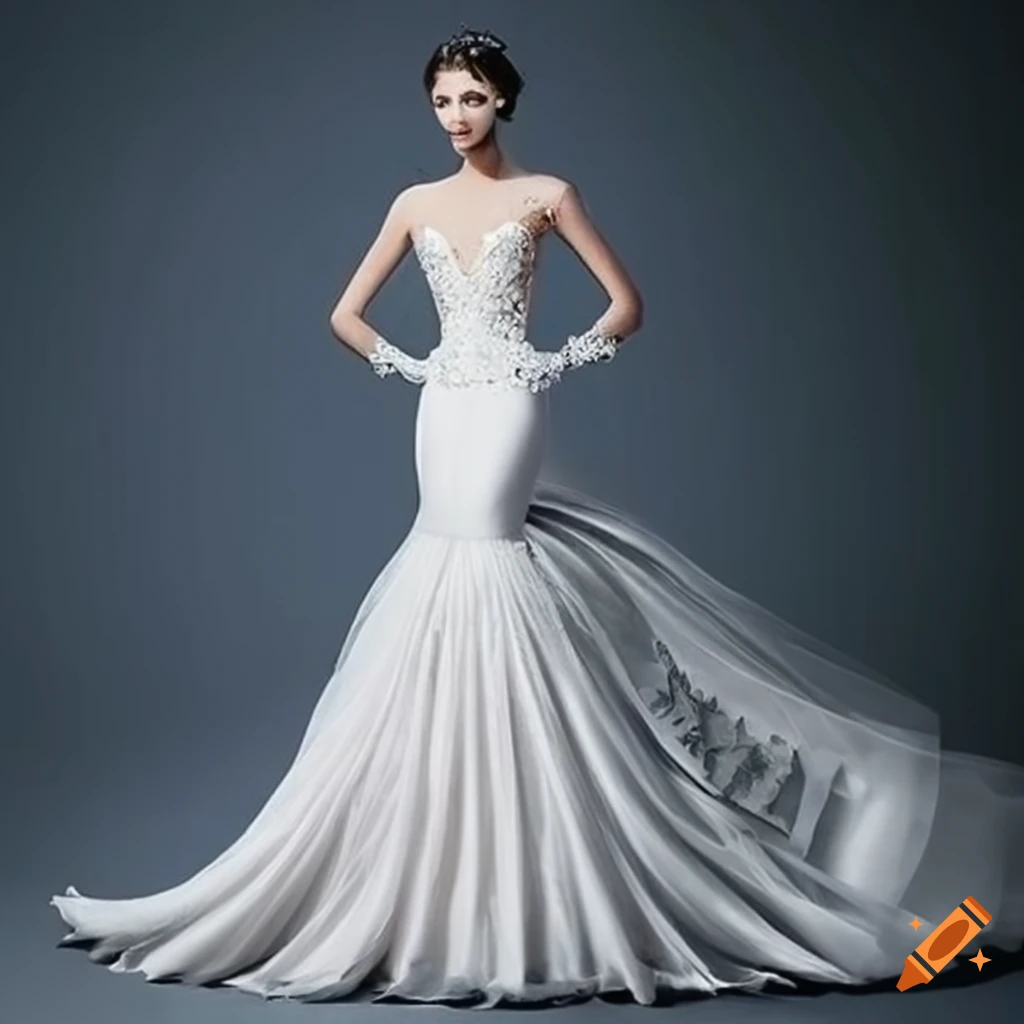 Exquisite custom-made mermaid wedding dress on Craiyon