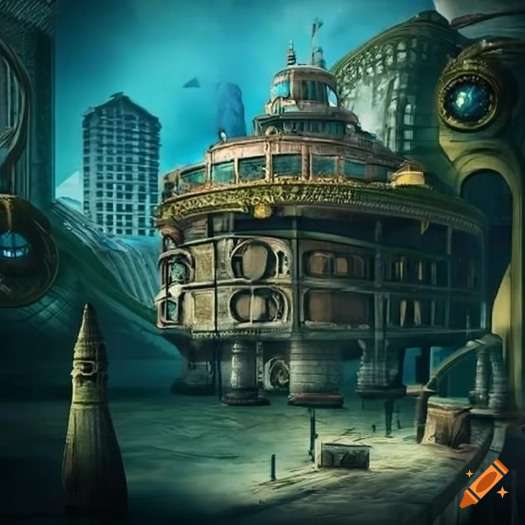 Steampunk tropical city with unique buildings on Craiyon