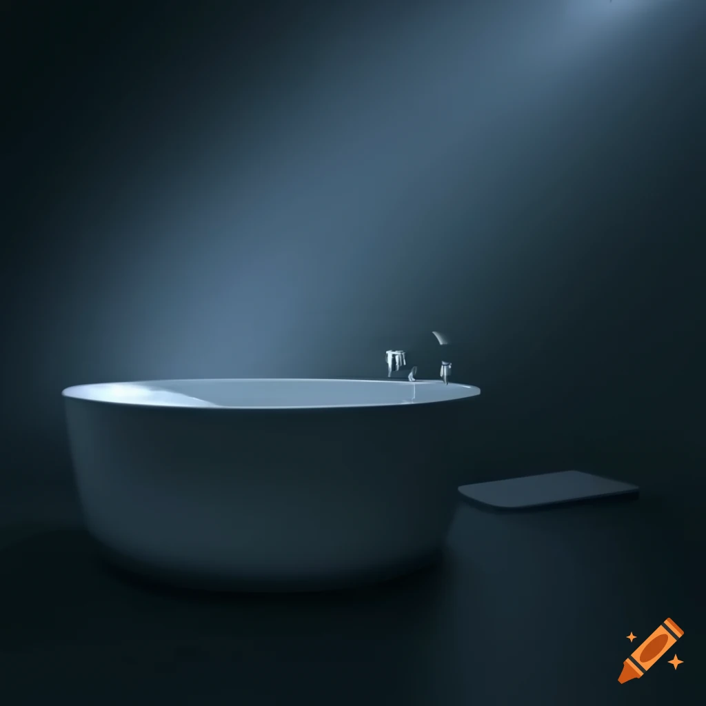 Bathtub on a raised platform with spotlight on Craiyon