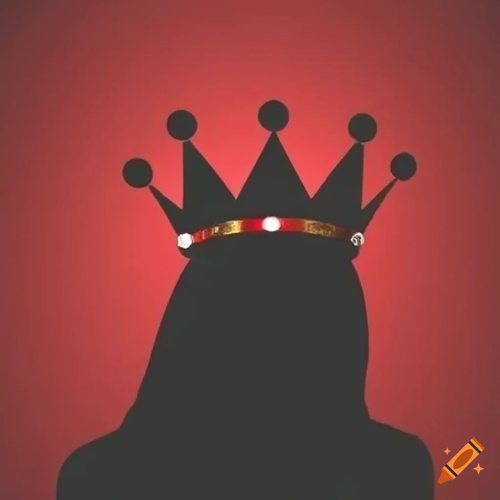 Abstract Artwork Of A Black Shadow With A Crown On Red Background abstract-artwork-of-a-black-shadow-with-a-crown-on-red-background