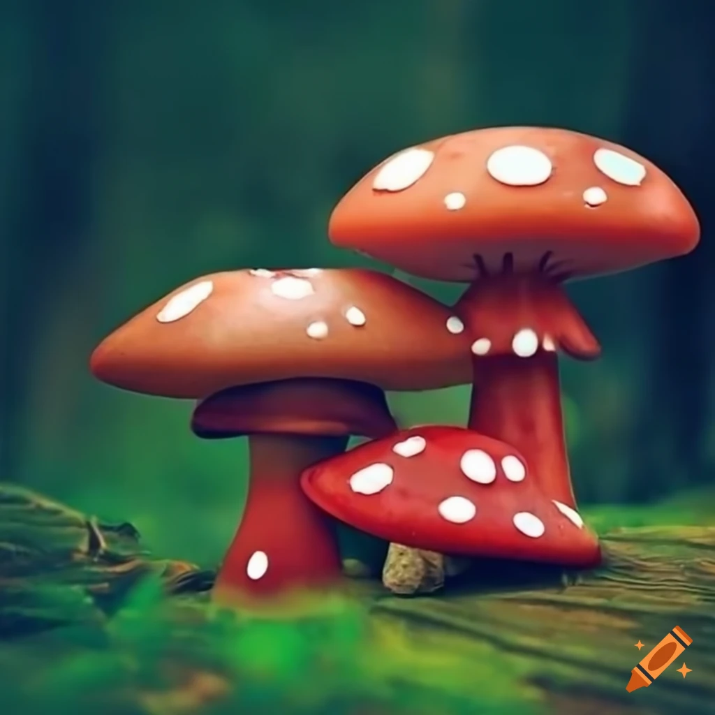 whimsical toadstools in the forest