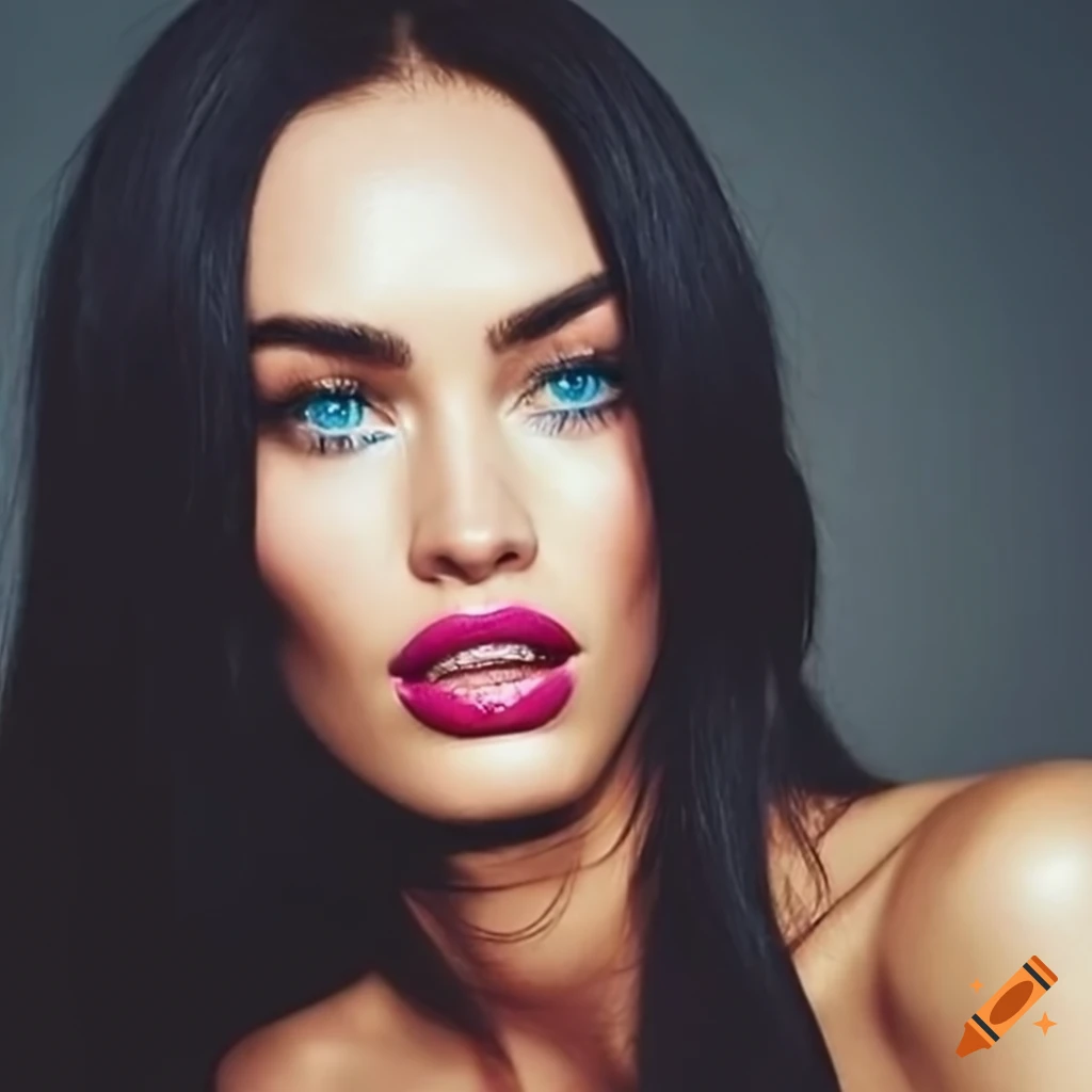Portrait of a beautiful woman with blue catlike eyes on Craiyon