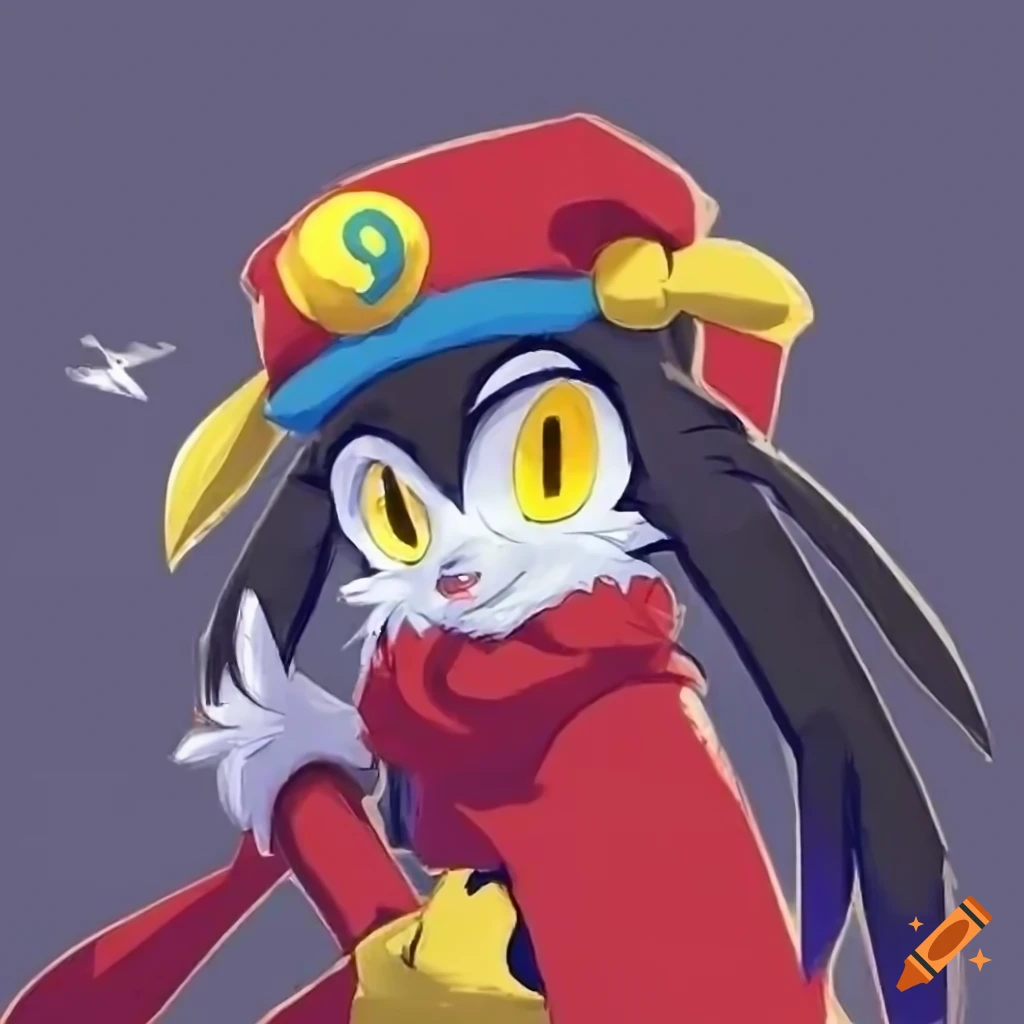 Klonoa dressed in Link's Kokiri outfit posing confidently