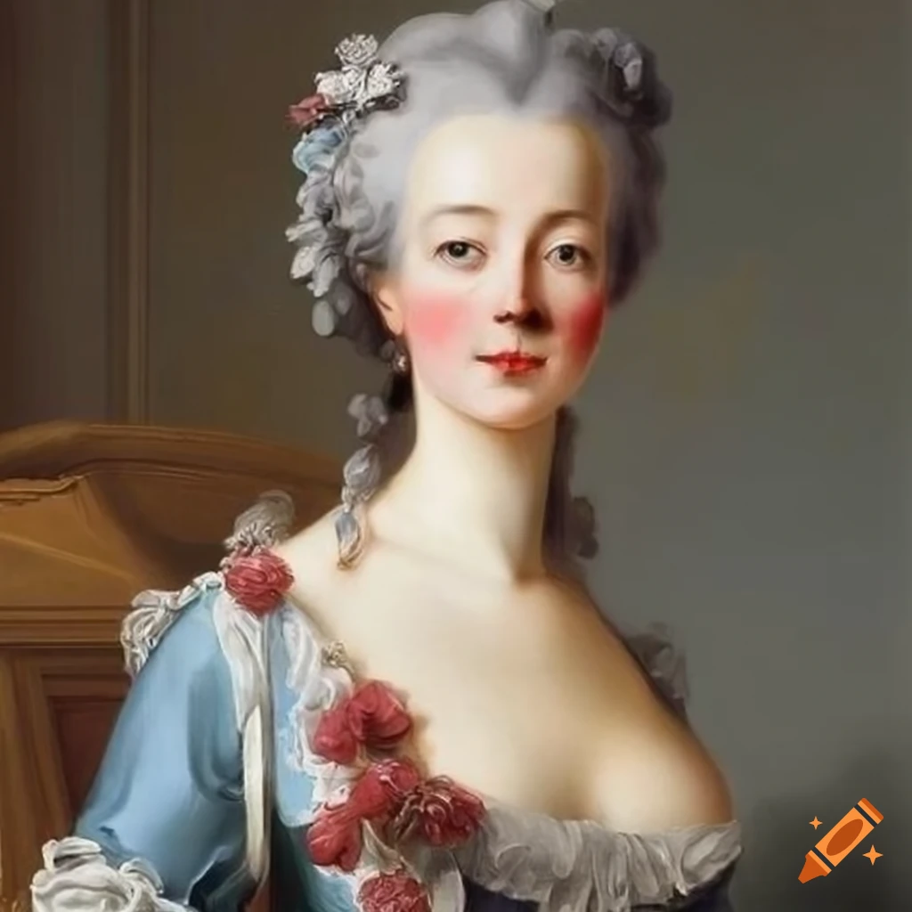 oil painting of a noblewoman in Rococo style