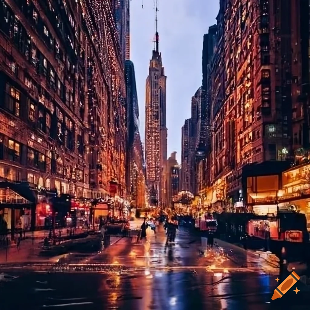 festive lights adorn the streets of New York City