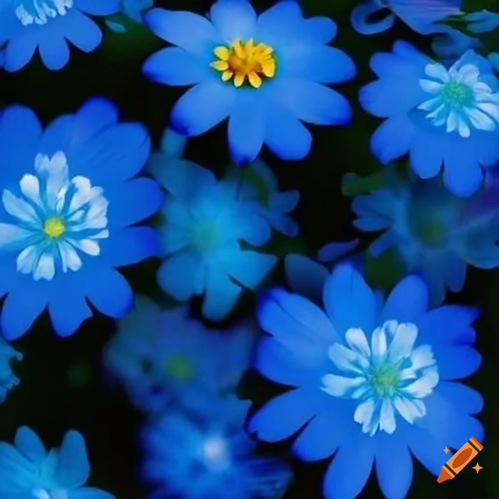 Blue flower garden pattern on Craiyon