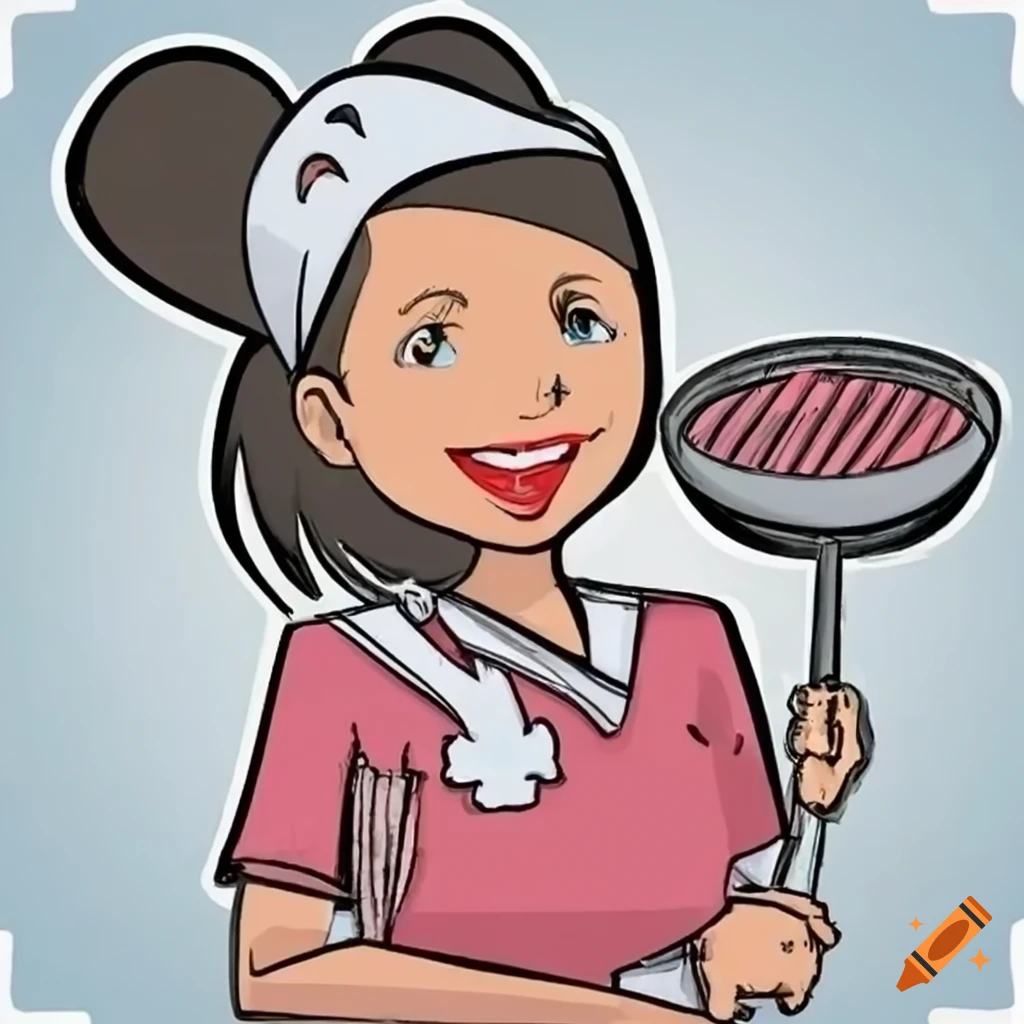 comic strip of a nurse with a frying pan