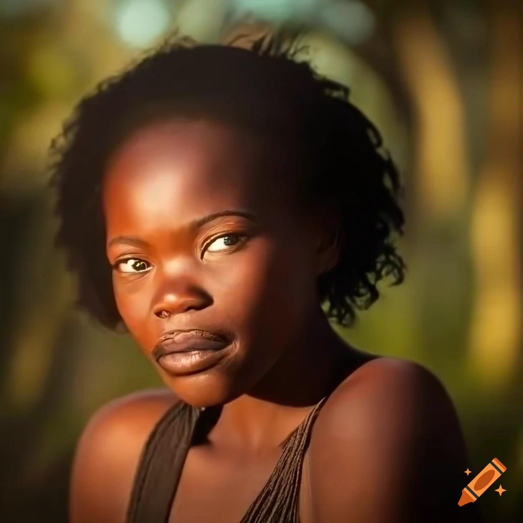 portrait of a woman in Namibia with jungle background