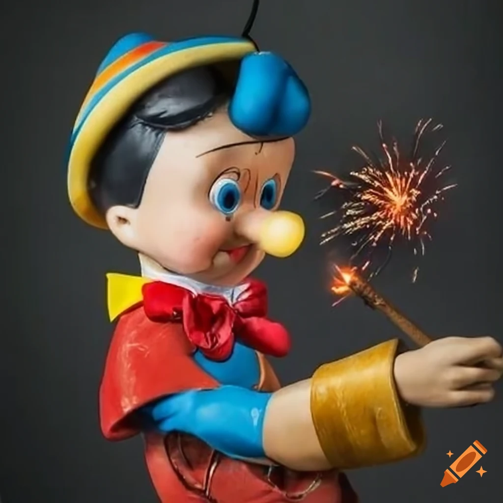 Pinocchio with a glowing firework nose
