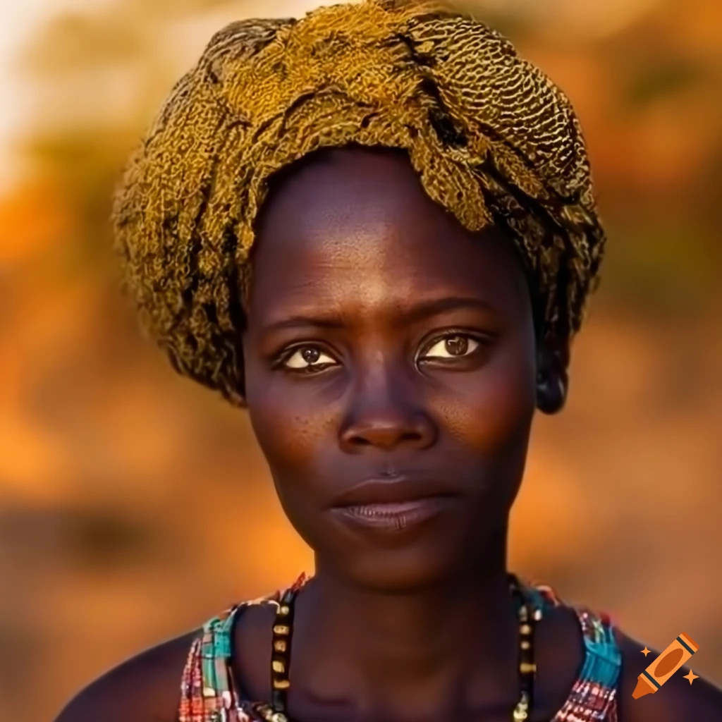portrait of a woman in Namibia with jungle background