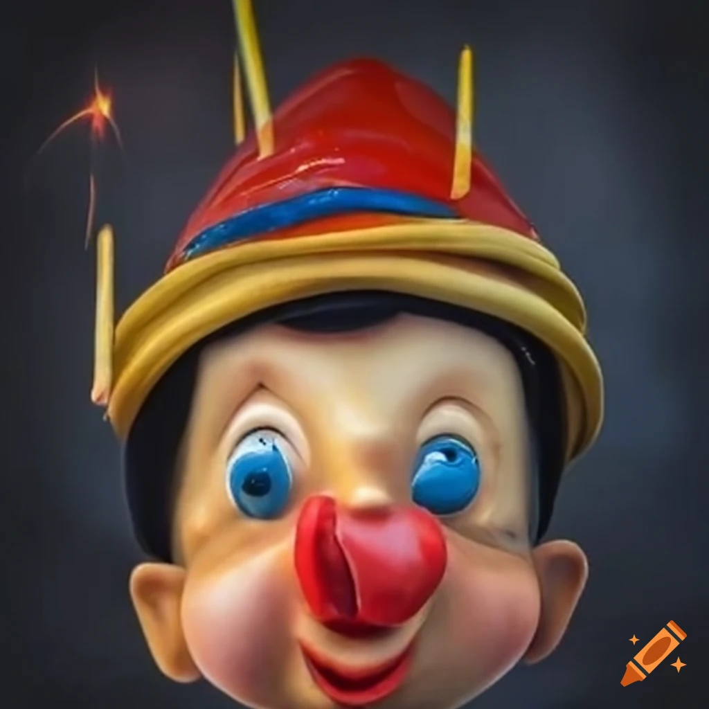 Pinocchio with a nose made of a firework stick