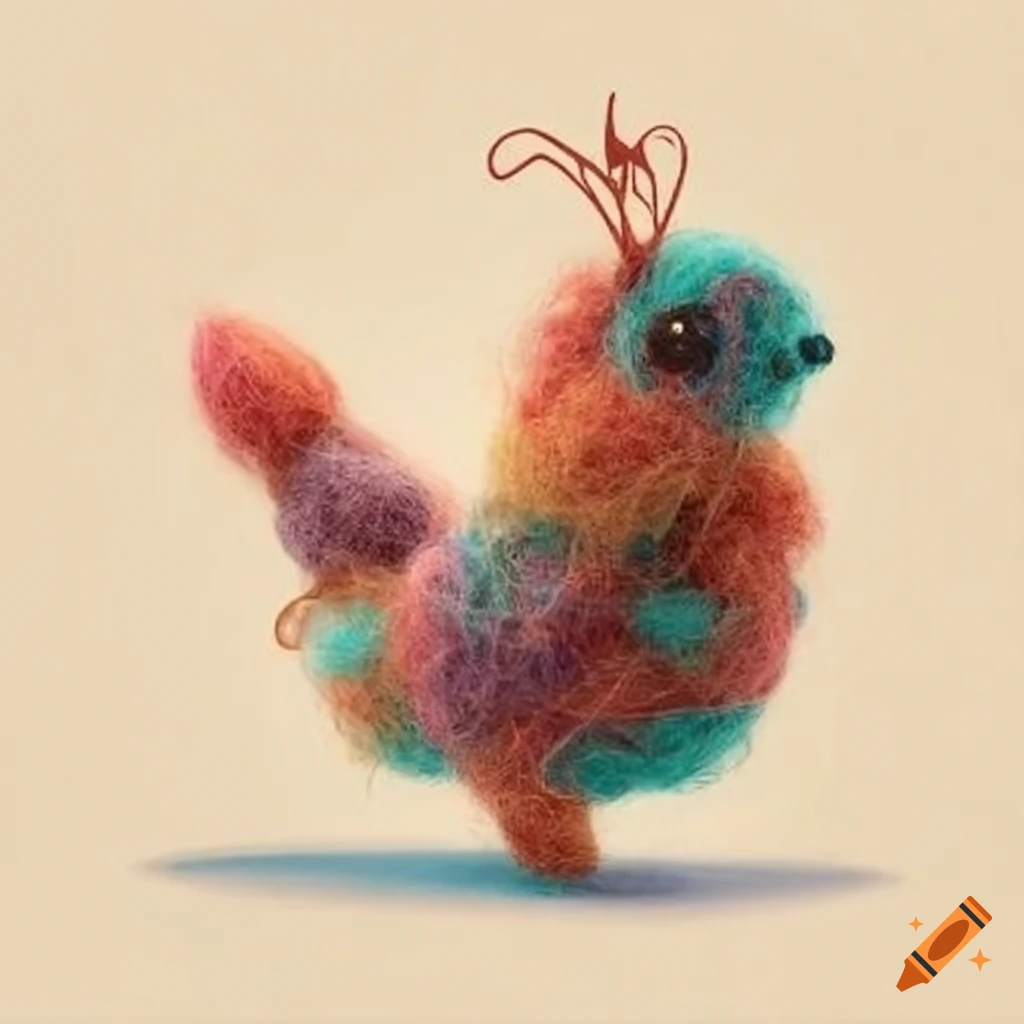 Fantasy creatures made of felted wool