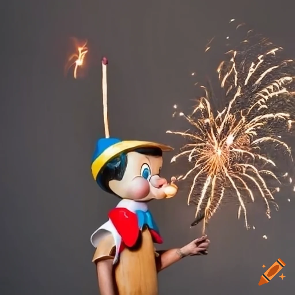 Pinocchio with a glowing firework nose