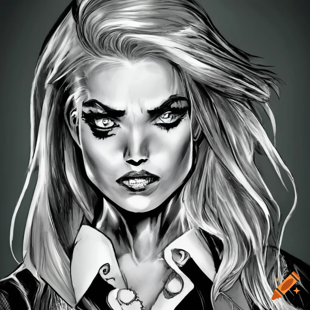 Black And White Comic Book Art Of A Blond Woman In A White Collar Shirt On Craiyon 3416