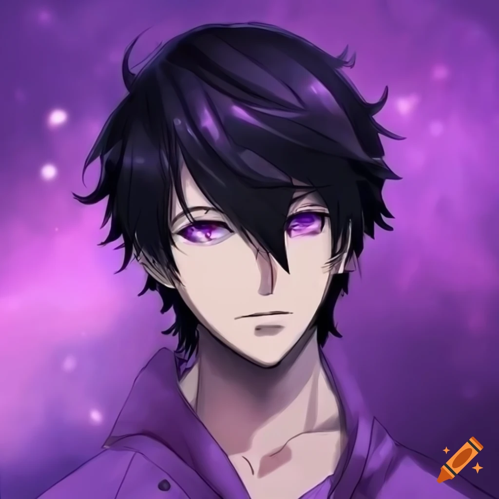 anime profile pictures, purple and black, black hair