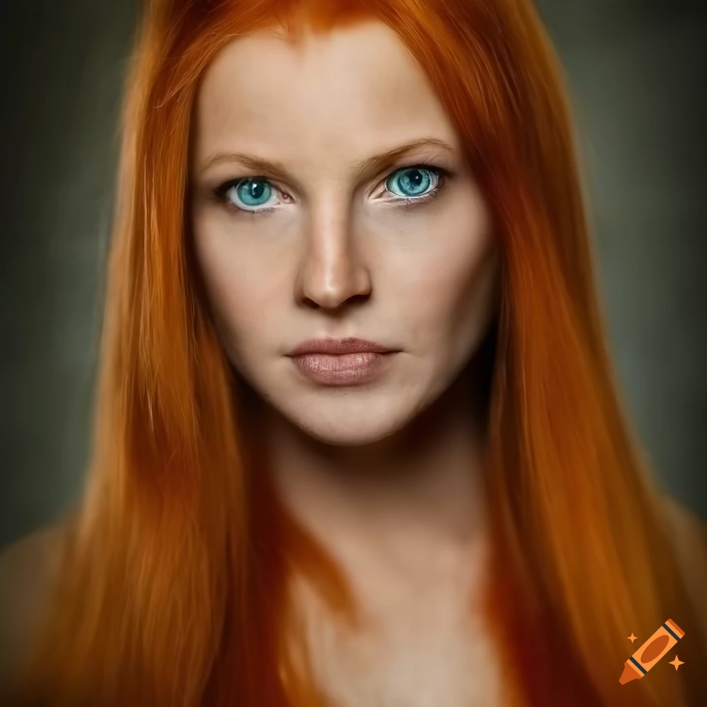 Stunning portrait of a female dwarf with captivating auburn red hair on ...