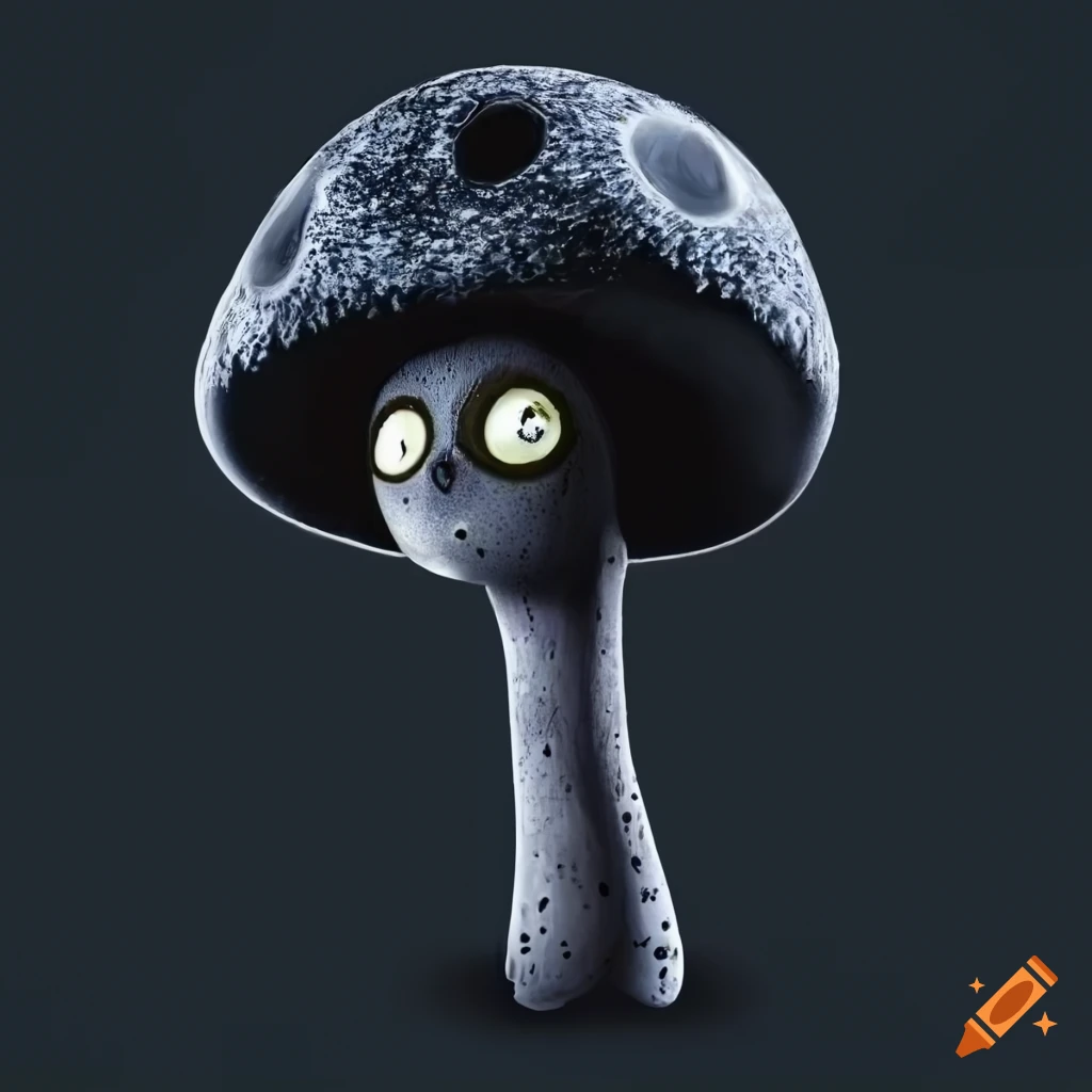 black mushroom in Tim Burton style