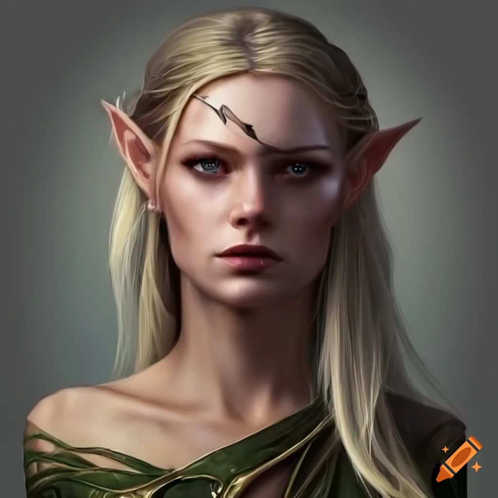 Image of a concerned blonde elven woman on Craiyon