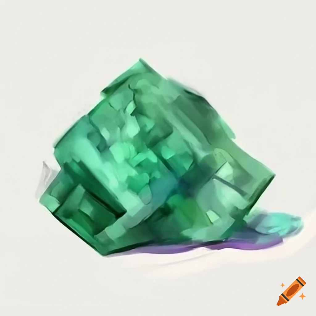 green fluorite crystal on white background