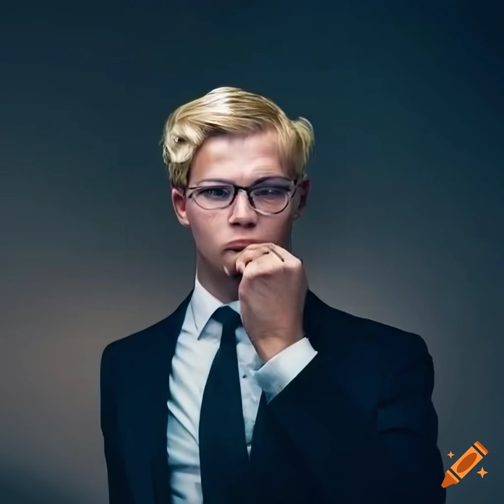 depiction of a blonde politician leaving a government building